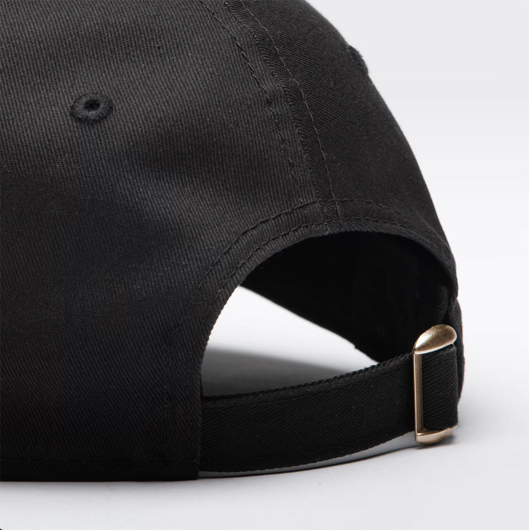 Hard Money Club HMC Essential bitcoin cap, black, embroidered logo, back angle.
