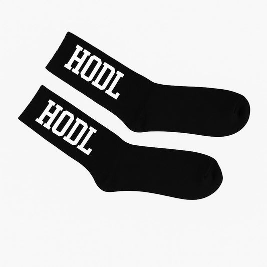HODL bitcoin crew socks, black