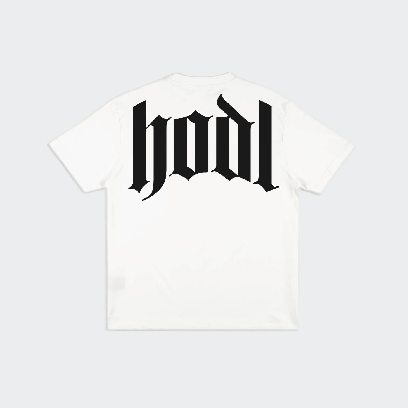 HMC HODL bitcoin t-shirt, white, back view in heavyweight cotton.