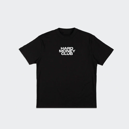 HMC HODL bitcoin t-shirt, black, front view in heavyweight cotton.
